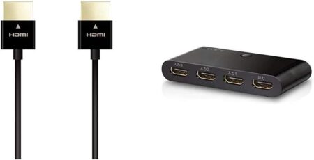 【HDMIケーブル切替器セット】エレコム HDMI ケーブル スーパースリム 1m ハイスピードDH-HD14SS10BK & エレコム HDMI切替器 3入力1出力 HDMIケーブル付属(1m) DH-SW31BK/Eの本体画像