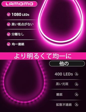 Lamomo LEDテープライト RGB 20M 調光調色 チューブ管 間接照明の特徴