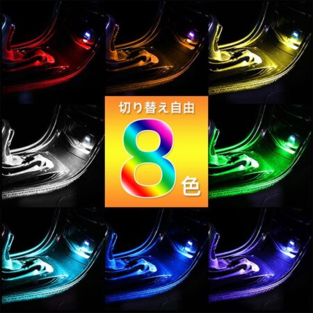 Renjzle 車内ライト USB LEDテープライト 8色調光 アンビエントライトの色の種類