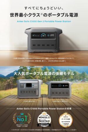 Anker Solix C1000 Gen 2 Portable Power Stationは世界最小クラス