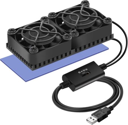 Mauknci USBファン 4cm 付き ヒートシンク アルミ 8×4cm 熱暴走対策 冷却 放熱板の本体