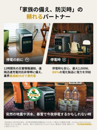 EcoFlow DELTA 3 Plus ポータブル電源(定格1500W /サージ3000W) 安心の大容量パワー