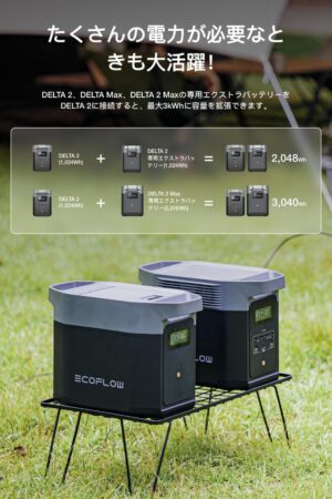 EcoFlow DELTA 2 1024Wh ポータブル電源は別売りバッテリーで拡張可能