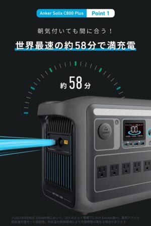 Anker Solix C800 Plus Portable Power Station58分で満充電