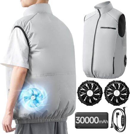TIWOUN 空調作業服 ベスト ファン 30000mAh大容量バッテリー 付き 空調ウェア 作業服 冷却服 3D循環送風