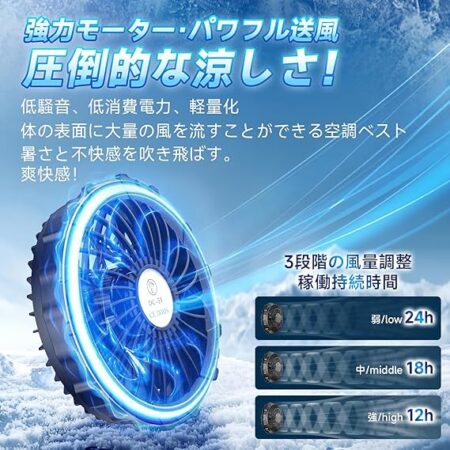 TIWOUN 空調作業服 ベスト ファン 30000mAh大容量バッテリー 付き 空調ウェア 作業服 冷却服 3D循環送風