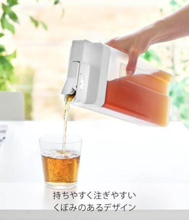 山崎実業Yamazaki 冷水筒 2.2L ホワイト W12.5×D8.5×H31.1cm タワー tower 食洗機対応 横置き 縦置き ドアポケットに収まる ドリンクサーバー 10029