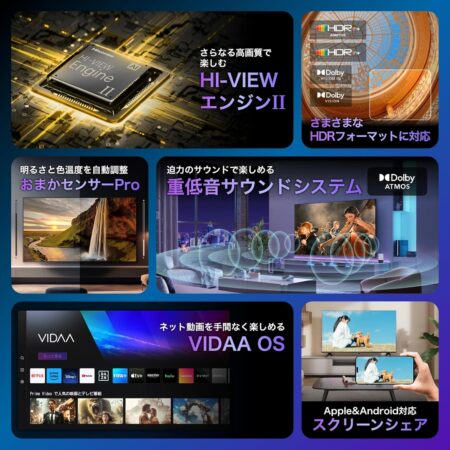 ハイセンス 55V型 55E7N PRO 4K Mini LED