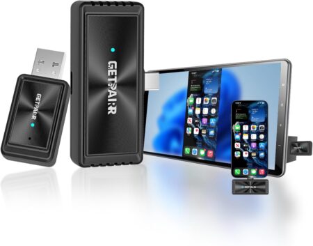 GETPAIRR Mirror Cast CarPlayワイヤレスアダプター ミラーリング対応 スマホ画面をカーナビにミラーリング