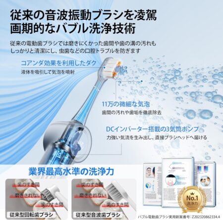 RANVOO 電動歯ブラシ ソニック バブル洗浄技術 現役歯科医師監修