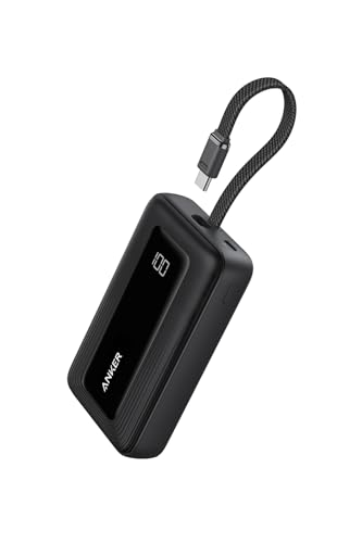 Anker Zolo Power Bank (10000mAh, 30W, Built-In USB-Cケーブル) (モバイルバッテリー 10000mAh 最大30W出力 USB-C ケーブル一体型 ディスプレイ搭載) 【PD/PowerIQ搭載/PSE技術基準適合】iPhone 16 / 15 Android iPad その他各種機器対応 (ブラック) 1枚目 画像