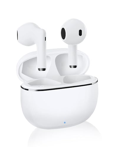 【2025年アップグレード版】AOKIMI ワイヤレスイヤホン bluetooth イヤホン V12 小型軽量 ブルートゥースHi-Fi 最大36時間再生 ぶるーとゅーす コードレス ENCノイズキャンセリング 自動ペアリング Type-C充電 マイク付き 防水 タッチ式音量調整 スポーツ/通勤/通学/WEB会議(ホワイト) 画像1