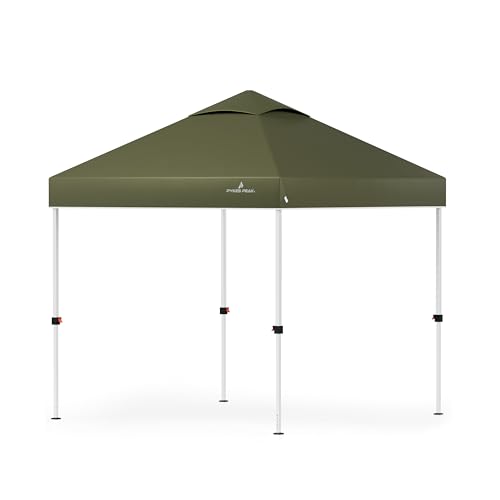 PYKES PEAK (パイクスピーク) ワンタッチ タープテント 2m×2m 大型 【 組み立て簡単 シルバーコーティング UVカット 遮光 耐水加工 4段階調整 風抜けベンチレーション 】 日除け 日よけ キャンプ アウトドア イベント タープ テント (オリーブ) 画像1