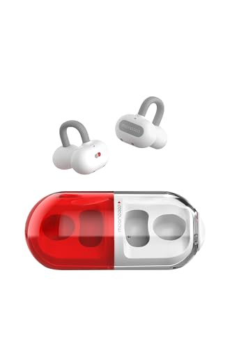 水月雨 Moondrop Pill オープンイヤー型ワイヤレスイヤホン イヤーカフ イヤホン オープンイヤー ワイヤレス Bluetooth 6.0 開放型 耳挟み式 【IPX4防水 / 最大28時間再生 / AIノイズキャンセリング / 13mm円形低歪みダイナミックドライバー / チタン合金フレームでサポート 】 レッド・ホワイト 画像1