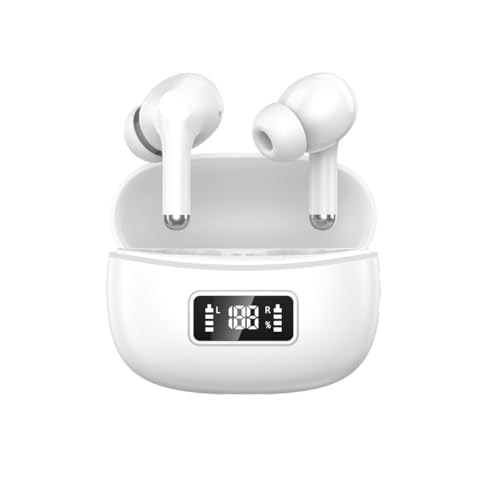 Bluetoothイヤホン ワイヤレスイヤホン AIスマート ENC通話 IPX7防水 最大60時間再生 2025年最新Bluetooth6.0 ブルートゥースイヤホン 全音域HI-FI音質 低遅延 接続瞬時 片耳/両耳 WEB会議/運動/ゲーム/テレワーク/通学/通勤/スポーツ/音楽用 iPhone/Android対応 (01white) 画像1