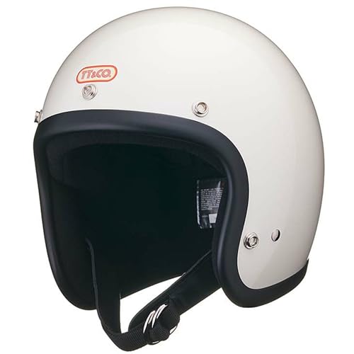 TT&CO. バイク ヘルメット ジェットヘルメット オープンフェイス スーパーマグナム [日本人仕様に作ったスリムシェイプ] PSC/SG/DOT規格 FREE : 57-58cm アイボリー&ブラックトリム スモールジェットヘルメット ハーレー アメリカン 専用内装脱着式 洗濯可能 画像1
