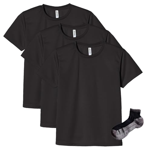 [グリマー] ＵＶドライTシャツ 3枚組 Sportsソックスセット ブラック LL 画像1