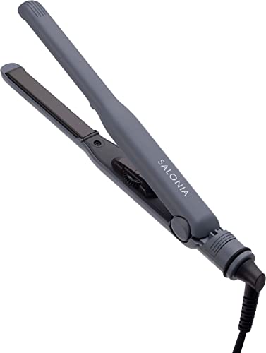 SALONIA サロニア ストレートアイロン ヘアアイロン 15mm 耐熱ポーチ付 海外対応 SL-004SGR グレー 画像1