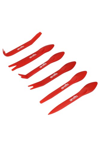 エーモン(amon) 内張りはがし セット 内張りはがし6種 専用ロールバッグ 高強度グラスファイバー クリップクランプツール remover 車 バイク レッド 3501 画像1