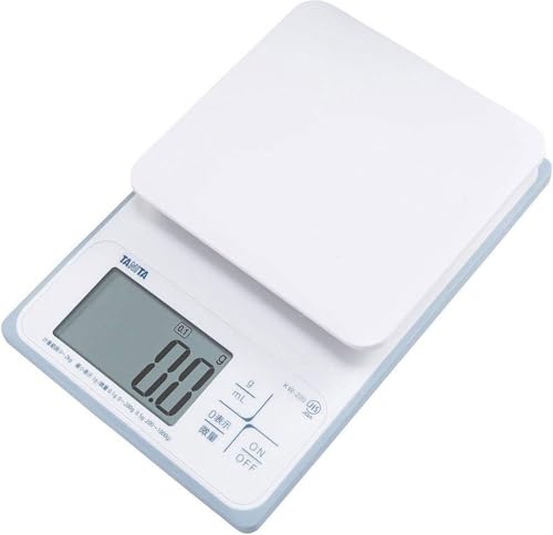 タニタ クッキングスケール キッチン はかり 料理 防水 デジタル 2kg 0.1g単位 KW-220 WH 洗えるキッチンスケール ホワイト 画像1