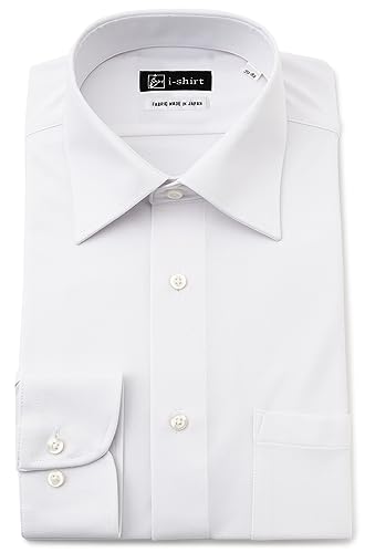 [アイシャツ] i-shirt 完全ノーアイロン ストレッチ 超速乾 スリムフィット 長袖 アイシャツ ワイシャツ メンズ ノンアイロン 004 ホワイト レギュラーカラー 無地 ハイゲージモデル M15120002601 L84(首回り41cm裄丈84cm) 画像1