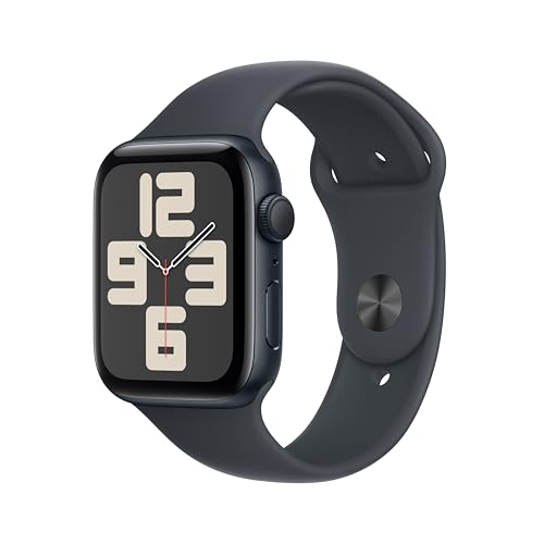 Apple Watch SE(第 2 世代)[GPS モデル、44mm ケース]ミッドナイトアルミニウムケースとミッドナイトスポーツバンド - M/Lを組み合わせたスマートウォッチ。フィットネストラッカーと睡眠トラッカー、 衝突事故検出、心拍数のモニタリング、Retina ディスプレイ、耐水性能 画像1