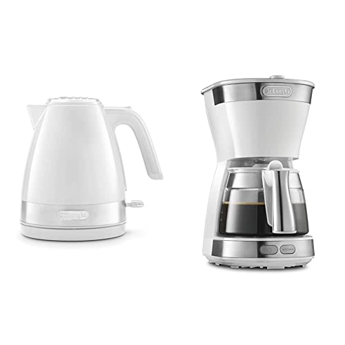 【セット買い】デロンギ(DeLonghi) 電気ケトル アクティブ シリーズ ホワイト 1.0L KBLA1200J-W & ドリップコーヒーメーカー ホワイト アクティブシリーズ [5杯用]ICM12011J-W 画像1