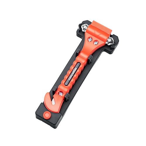 Amazonベーシック レスキューハンマー 車 緊急脱出用 シートベルトカッター ウィンドウハンマー 2点セット 中間 画像
