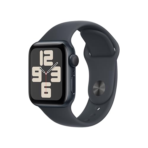Apple Watch SE(第 2 世代)[GPS モデル、40mm ケース]ミッドナイトアルミニウムケースとミッドナイトスポーツバンド - S/Mを組み合わせたスマートウォッチ。フィットネストラッカーと睡眠トラッカー、 衝突事故検出、心拍数のモニタリング、Retina ディスプレイ、耐水性能 画像1