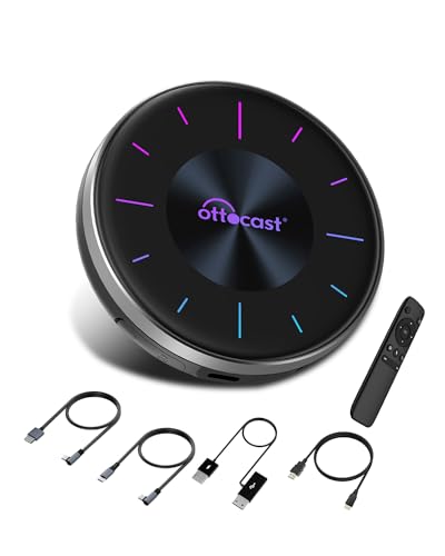 【公式】オットキャストOttocast OttoAibox P3 新型 CarPlay AI Box HDMI出力 前席道案内 後席動画 車内でユーチューブ Netflix ABEMA Disney+観れる カープレワイヤレス化 マルチメディアプレーヤーレシーバー 8GBメモリ/128GBストレージ アンドロイド12 AIボックス リモコン/miniHDMIケーブル付属 画像1