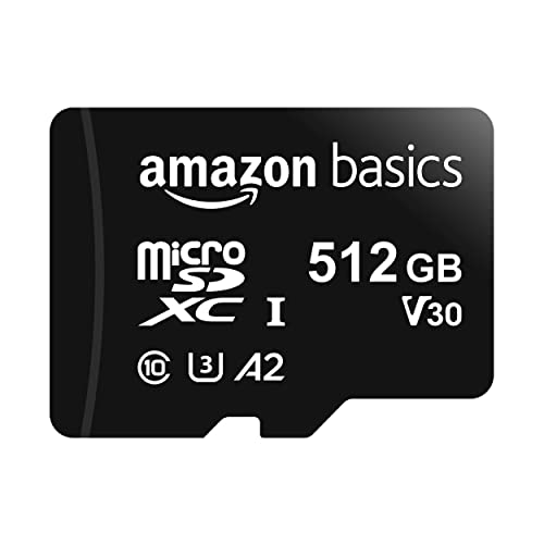 Amazonベーシック microSDXC メモリーカード 512GB フルサイズアダプター付き A2 U3 読み込み速度最大100MB/秒 ブラック 画像1