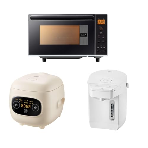 【新生活家電セット 3点】COMFEE' 電子レンジ17L フラットテーブル 縦開き ヘルツフリー+ 炊飯器2合+電気ポット2.2L 一人暮らし家電セット 画像1