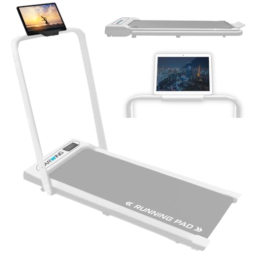 BARWING(バーウィング) ランニングパット ルームランナー ハンドル MAX10km/h MAX12km/hランニングマシン ウォーキングマシン ランニングマシーン トレッドミル ルームランナ ランニングましーん家庭用 ホームジム 健康器具 家庭用 静音 電動 折り畳み 高齢者 防音 マット (07. ホワイト ハンドル付き MAX12m/h) 画像1