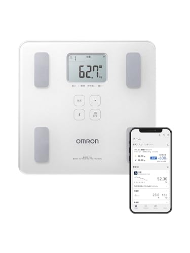 オムロン 体重 体組成計 HBF-230T-SW スマホ連動 体脂肪率 BMI 骨格筋率 OMRON connect対応 自動認識 シャイニーホワイト 画像1