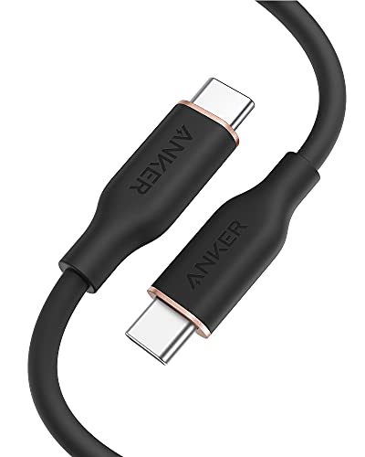 Anker PowerLine III Flow USB-C & USB-C ケーブル Anker絡まないケーブル 240W 結束バンド付き USB PD対応 シリコン素材採用 iPhone 16 / 15 Galaxy iPad Pro MacBook Pro/Air 各種対応 (0.9m ミッドナイトブラック) 画像1