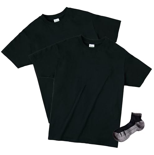 Printstar 綿ライトTシャツ 2枚組 Sportsソックスセット ブラック L 1枚目 画像