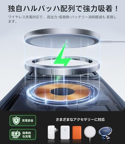 TORRAS iPhone 17 Pro 用ケース 【米軍進化耐衝撃・高性能Magsafe対応】指紋防止 黄変防止 米軍保護工学 マグネット搭載 衝撃吸収 頑丈 カメラコントロールボタン付き ストラップホール 半透明 Guardian-Mag ブラック 中間 画像