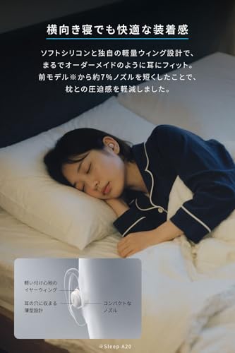 Anker Soundcore Sleep A30 （ワイヤレスイヤホン Bluetooth 5.3）【睡眠用/完全ワイヤレスイヤホン / IPX4防水規格 / 最大50時間音楽再生 / 専用アプリ対応/睡眠時モニタリング/コンパクト/軽量設計/PSE技術基準適合】オフホワイト 中間 画像