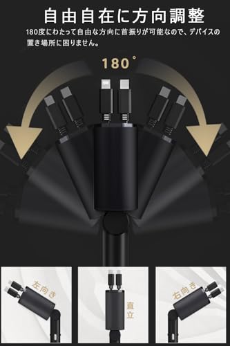 Beautytrees 車 シガーソケット 充電器 USB 巻き取り式ケーブル2本 Type-C100W Lightning20W急速 カーチャージャー 対応iphone16/iPhone 15/14/13/12, Galaxy S22/S21 Ultra, iPadなど LED付オー電圧測定 DC12/24V車対応 中間 画像