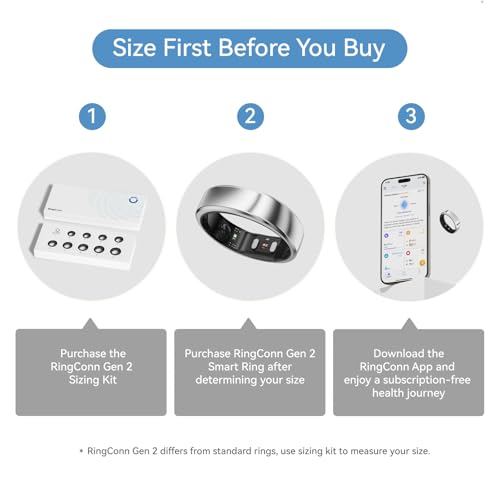 RingConn Gen 2 スマートリング|アプリ購読不要、まずサイジングキットでサイズ確認、バッテリー持続最長12日、睡眠・心拍・ストレス・女性の健康管理・フィットネス追跡、Android & iOS対応(シルバー、サイズ10) 最後 画像