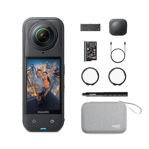 【高梨沙羅さん愛用】Insta360 X5 エッセンシャルキット ｜8K対応・防水・360度全景アクションカメラ｜夜景に強く“見えない自撮り棒”対応・手ブレ補正・交換レンズ＆長時間バッテリー搭載！ 画像1