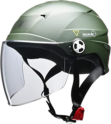 [リード工業] バイク用ハーフヘルメット ZORK (ゾーク) マットグリーン 大きめフリー (60~62cm 未満) - & SERIO RE40シールド スモークRE-40S【セット買い】 最後 画像
