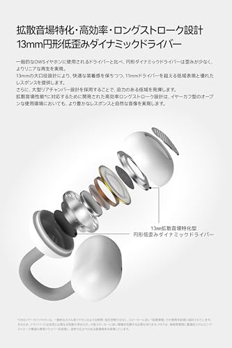 水月雨 Moondrop Pill オープンイヤー型ワイヤレスイヤホン イヤーカフ イヤホン オープンイヤー ワイヤレス Bluetooth 6.0 開放型 耳挟み式 【IPX4防水 / 最大28時間再生 / AIノイズキャンセリング / 13mm円形低歪みダイナミックドライバー / チタン合金フレームでサポート 】 レッド・ホワイト 中間 画像