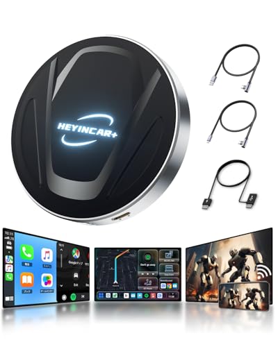 【時代を開く 業界最新傑作】 HEYINCAR+ CarPlay AI Box Android 13アタブター nano SIMカード/Micro SDカードスロット 投影 ワイヤレス Carplay ワイヤレス Android Auto 前席でYoutube Netflix どこでもディーガなど動画視聴可能 98%以上の車種適用 技適認証取得済み 日本語取扱説明書付き（ブラック） 画像1