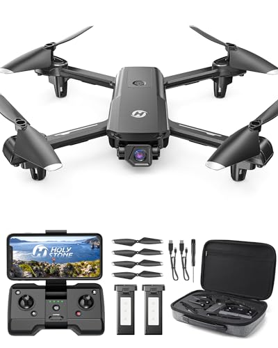 Holy Stone ドローン カメラ付き 100g未満 GPS搭載 申請不要 屋外 小型 1080Pカメラ 収納ケース付き バッテリー2個 28分飛行時間 自動帰還 フォローミーモード ウェイポイントモード 誕生日ギフト HS155 黒 画像1