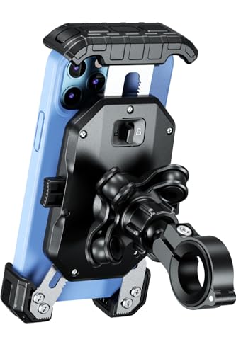 Kaedear(カエディア) バイク スマホホルダー バイク用 携帯ホルダー 振動吸収 マウント 付属 / 厚さ15mmまで, 縦長スマホ, カメラ突き出し,対応/大きめのスマホも脱着スムーズ/中央ボタンパット式/アームロック機構, クイックホールドビートルⅡ/Airアブソーバー KDR-M14CPJ-BK 画像1