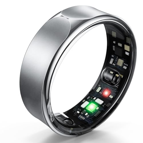 FOSMET RX10 スマートリング チタン製 健康管理 睡眠管理 10日間持続 Android iPhone対応 5ATM防水 歩数計 最軽量 超薄型 リング 高い精度と着け心地の良さを備えたSmart Ring 日本語取扱説明書 (シルバー, 13) 1枚目 画像