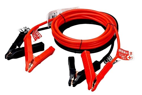BAL(大橋産業) ブースターケーブル DC12Ｖ DC24V 120A 5ｍ 軽自動車 普通乗用車 SUV トラクター 2t 4tトラック HV ハイブリット車 救援端子 細型絶縁フルカバークリップ 取り付け手順タグ 品番:1684 画像1