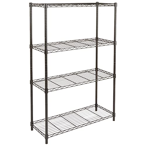 Amazonベーシック 4段スチールラック 棚 メタルラック キッチンラック 耐荷重635kg 幅91.4 x 奥行35.6 x 高さ137.2cm ブラック 1枚目 画像