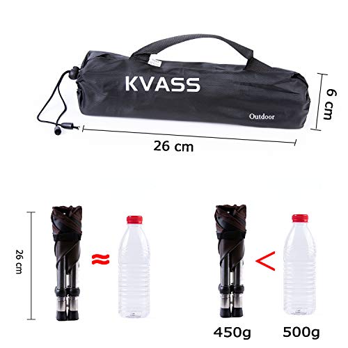 KVASS アウトドアチェア 折りたたみ椅子 コンパクトイス キャンプ 耐荷重80-100kg ステンレス製 超軽量 収納バッグ付き お釣り バーベキュー 登山 ブラウン 中間 画像